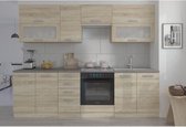 LASSEN Cuisine complète L 260 cm - Décor chêne clair Sonoma