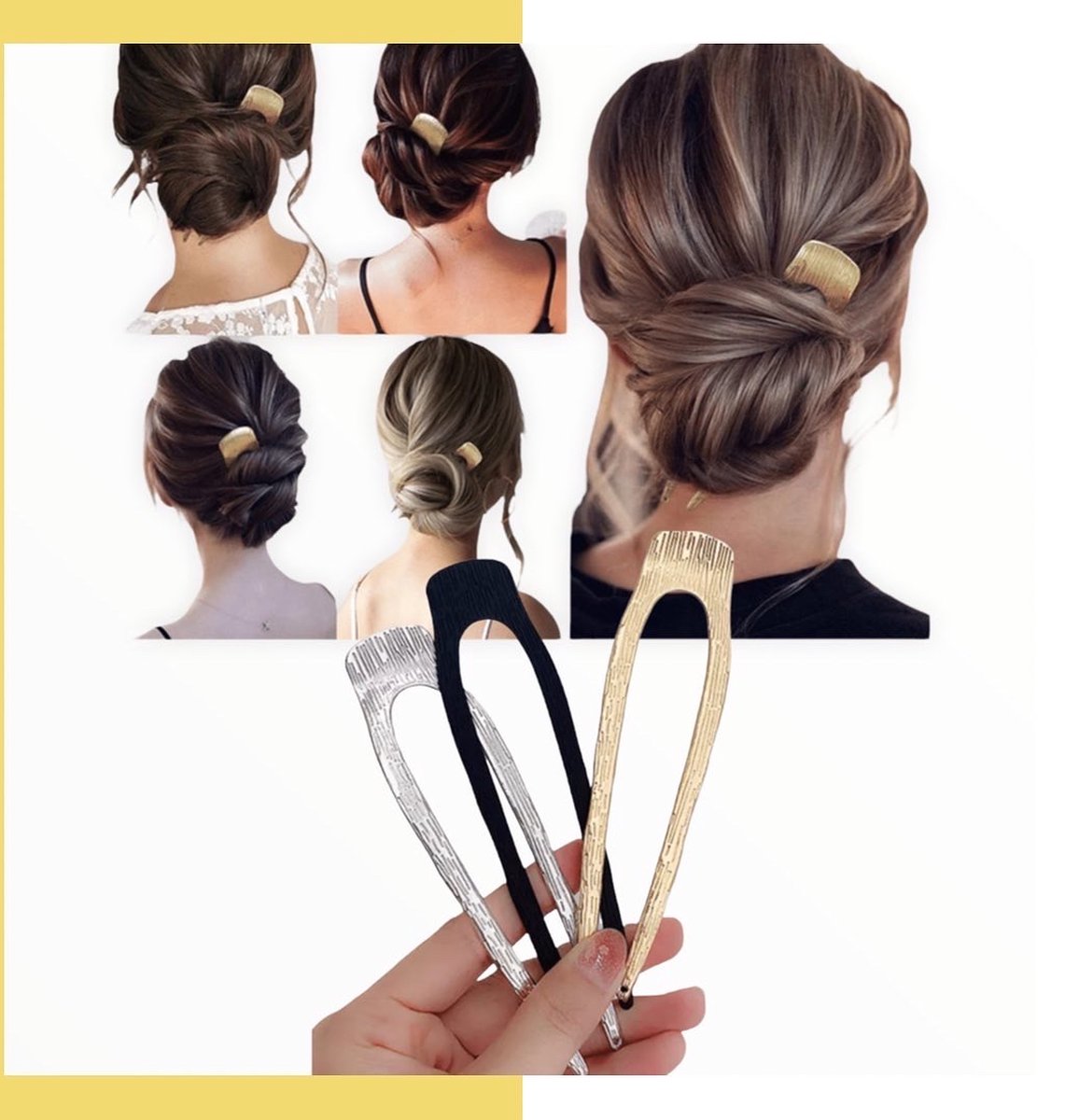 Hairpin Easy luxe set 2 stuks voor een perfect opsteekkapsel haarspelden haarmode zwart