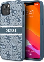 Guess 4G Stripe Logo Backcase étui compatible avec iPhone 13 Mini Bleu