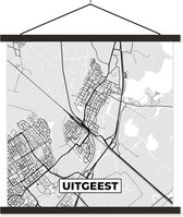Posterhanger incl. Poster 40x40 cm - Schoolplaat - Kaart - Uitgeest - Plattegrond - Stadskaart - Textielposter - Zwarte latten - Plattegrond