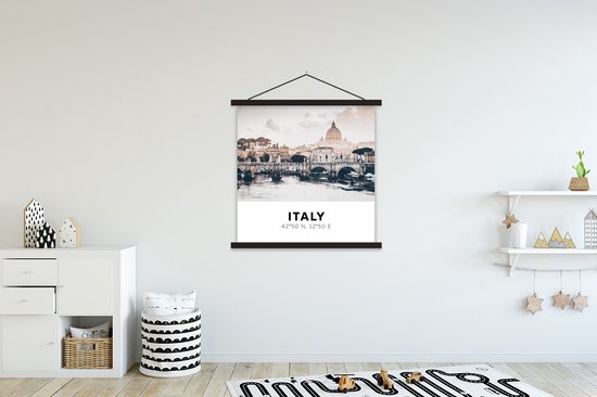 Porte-affiche avec affiche - Affiche scolaire - Rome - Italie - Été - Skyline - Water - 120x120 cm - Lattes noires
