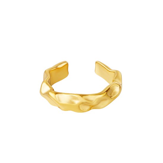 Gouden ring abstracte vorm - roestvrijstaal - one size