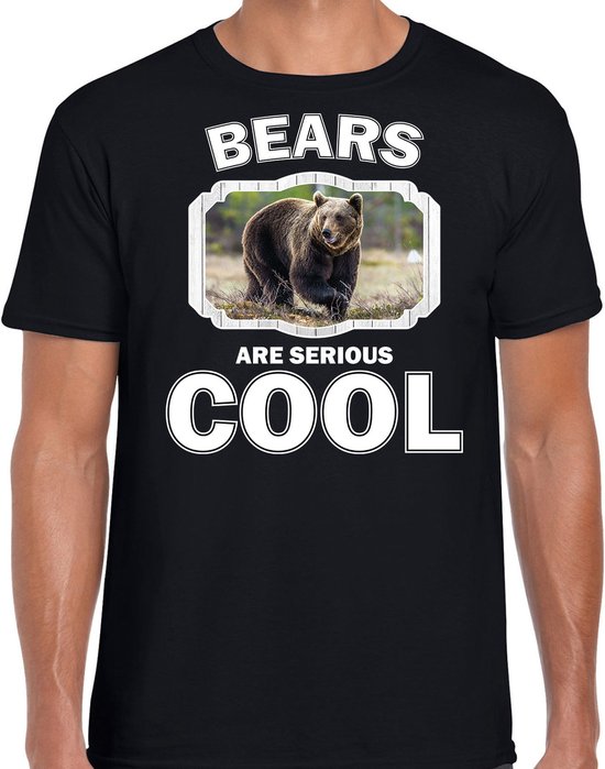 T-shirt ours Animaux noir homme - les ours sont sérieux chemise cool - t-shirt cadeau ours brun / amoureux des ours L