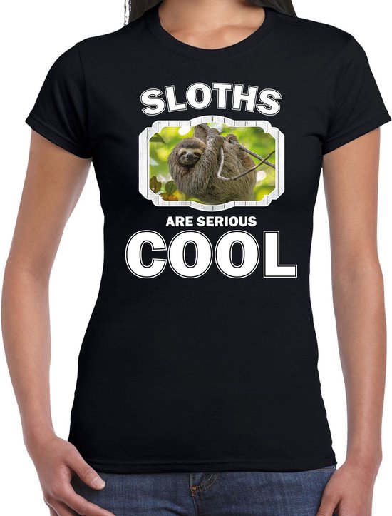 Dieren luiaards t-shirt zwart dames - sloths are serious cool shirt - cadeau t-shirt luiaard/ luiaards liefhebber XL