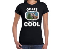 Dieren geiten t-shirt zwart dames - goats are serious cool shirt - cadeau t-shirt geit/ geiten liefhebber S