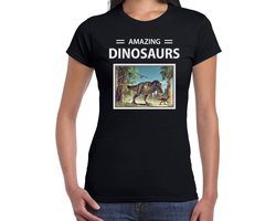 Dieren foto t-shirt T-rex dino - zwart - dames - amazing dinosaurs - cadeau shirt Tyrannosaurus Rex dinosaurus liefhebber XL