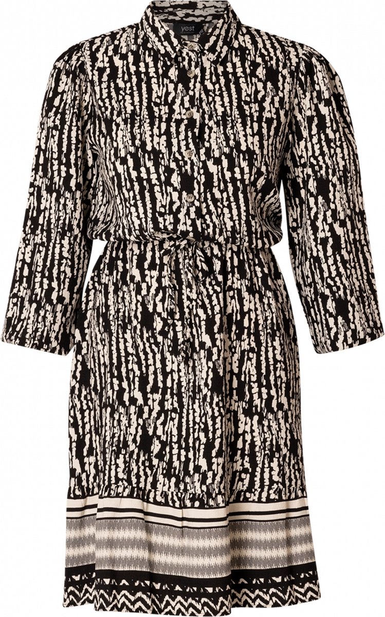 YESTA Bia Jurk - Soft Sand/Black - maat X-0(44)