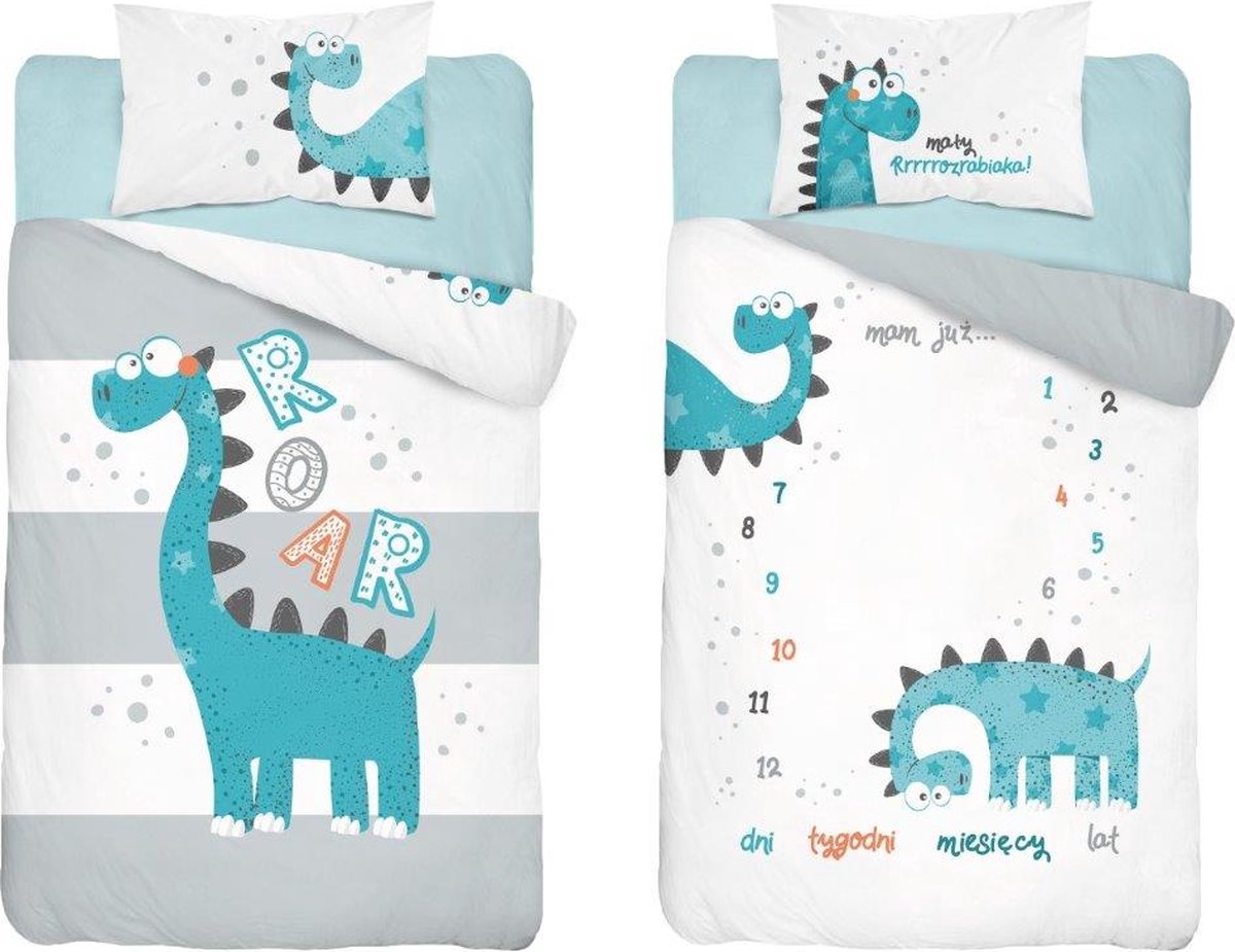 Dinosaurus Dekbedovertrek 100x135 Dino Ledikant dekbedovertrek Katoen Bamboe Ademend Zacht Absorberend