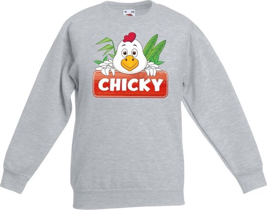 Chicky de kip sweater grijs voor kinderen - unisex - kippen trui - kinderkleding / kleding 134/146