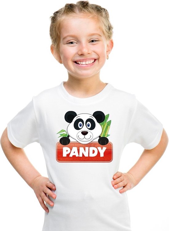 Pandy de panda t-shirt wit voor kinderen - unisex - pandabeer shirt - kinderkleding / kleding 158/164