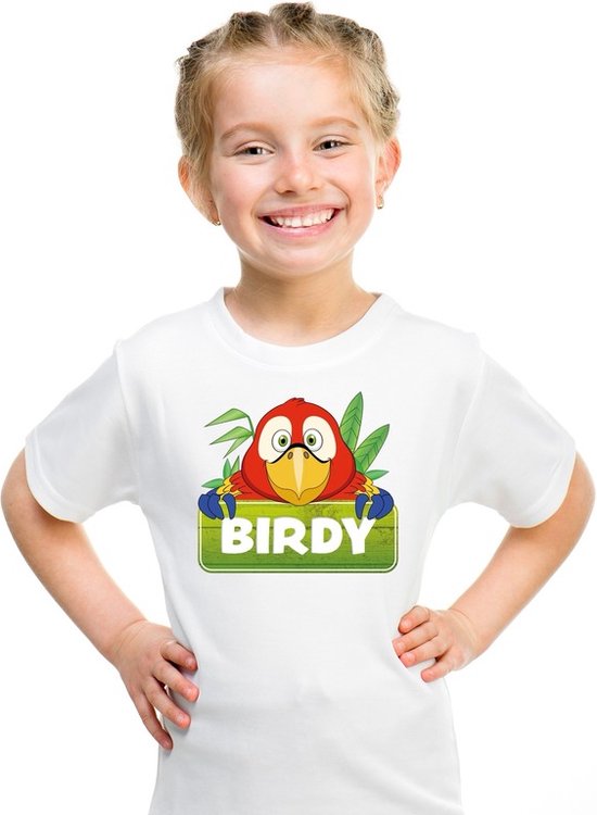 Birdy de papegaai t-shirt wit voor kinderen - unisex - papegaaien shirt - kinderkleding / kleding 134/140