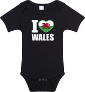 I love Wales baby rompertje zwart jongens en meisjes - Kraamcadeau - Babykleding - Wales landen romper 92