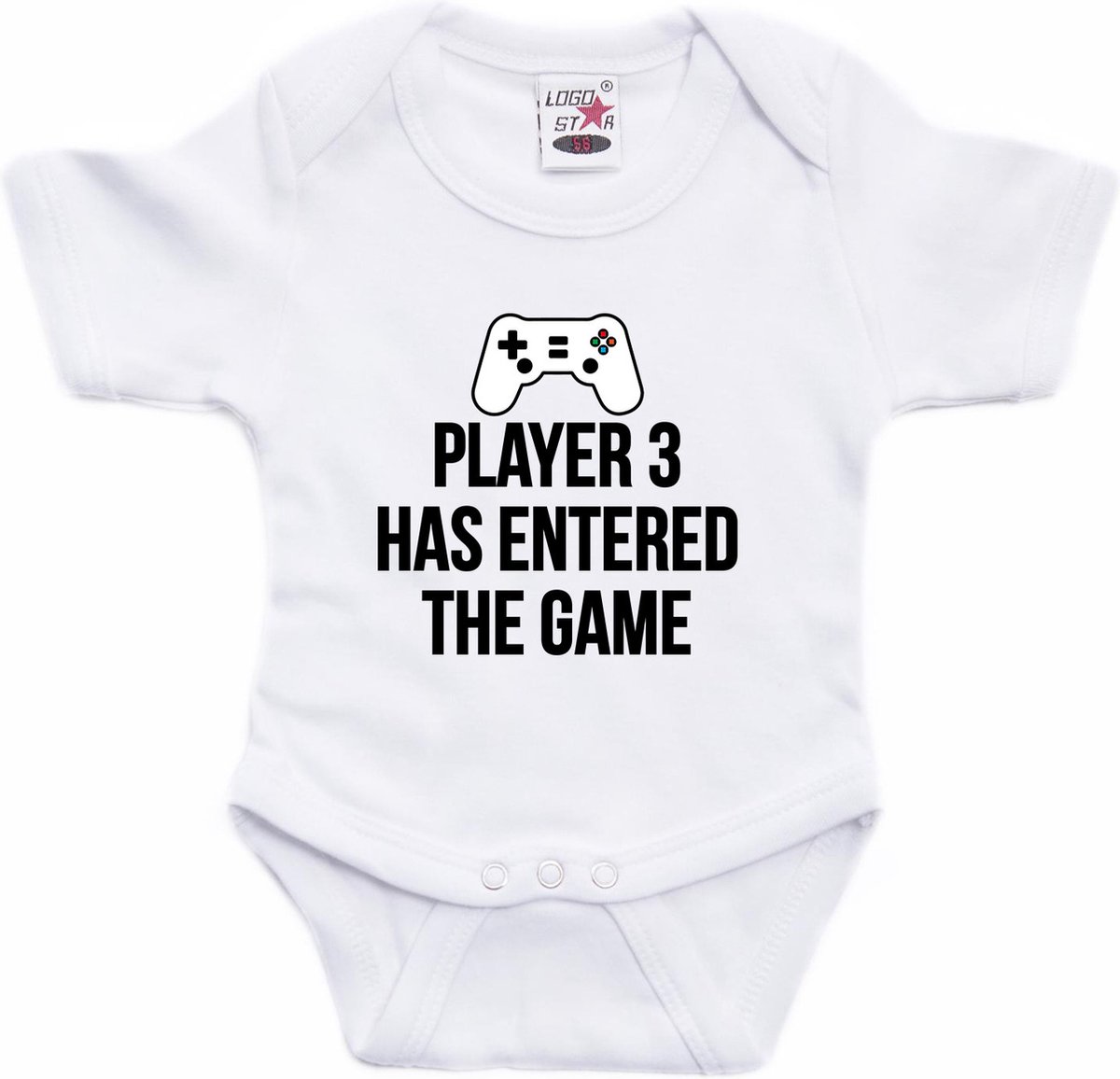 Player 3 entered the game tekst - Baby rompertje - wit - meisjes - Kraamcadeau - Vaderdag cadeau game liefhebber - korte mouwen 56