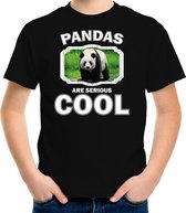 Dieren pandaberen t-shirt zwart kinderen - pandas are serious cool shirt  jongens/ meisjes - cadeau shirt grote panda/ pandaberen liefhebber - kinderkleding / kleding 110/116