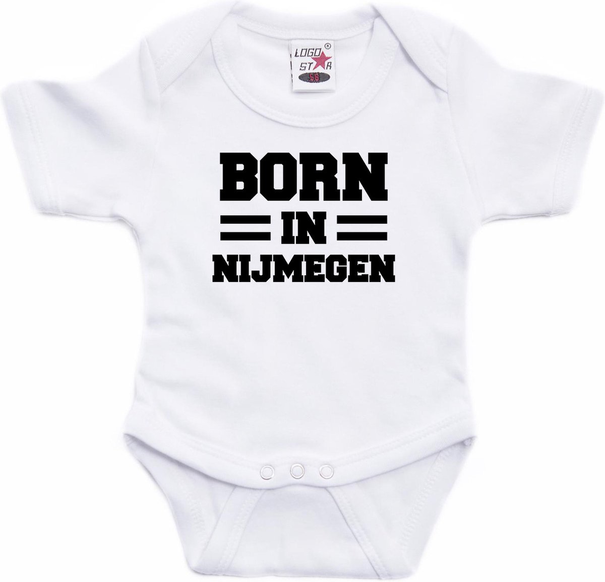 Born in Nijmegen tekst baby rompertje wit jonegs en meisjes - Kraamcadeau - Nijmegen geboren cadeau 92
