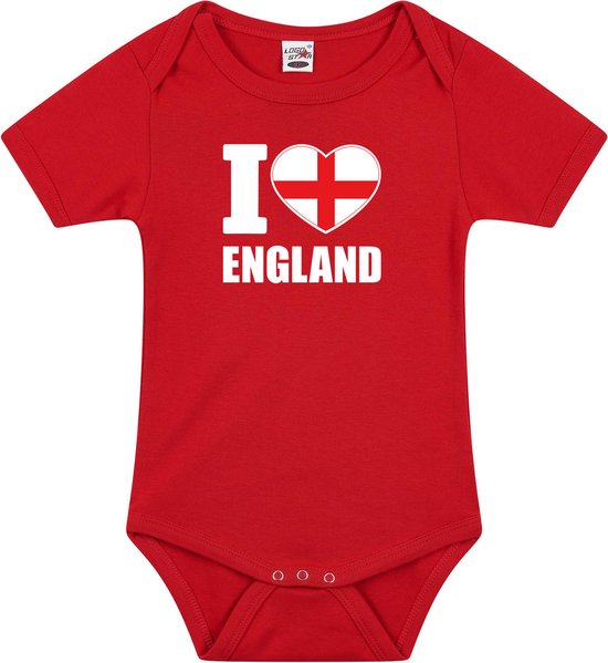 I love England baby rompertje rood jongens en meisjes - Kraamcadeau - Babykleding - Engeland landen romper 56