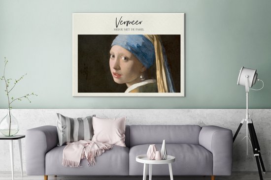 Oude Meesters sur Toile - 120x90 - Décoration murale - Jeune Fille à la Perle - Vermeer - Maîtres Anciens