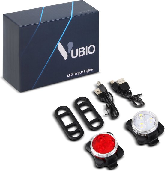 VUBIO LED Fietsverlichting USB oplaadbaar - Waterdichte Fietslampjes