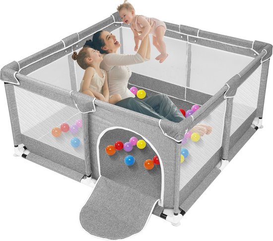 INSMA Grondbox - Baby Speelbox - Playpen - Kruipbox - Kinderbox -120x120x68cm Grijs