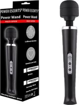 Power Escorts Power Wand Vibrator - Massage Staaf - Oplaadbaar - Zwart