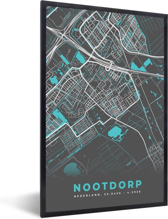 Fotolijst incl. Poster - Kaart - Nootdorp - Plattegrond - Stadskaart ...