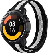 Strap-it Smartwatch bandje Milanese - geschikt voor Xiaomi Mi Watch / Watch S1 / Watch S1 Pro / Watch 2 Pro / S1 Active / Amazfit Pace / Amazfit Stratos 2 / 2s / 3 - zwart/wit