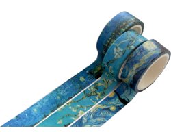 3 rollen washi tape gebaseerd op de werken van Vincent van Gogh - 'Amandelbloesem' - 'Sterrennacht' - 'Sterrennacht boven de Rhône' - 1.5 cm bij 5 meter (per rol)