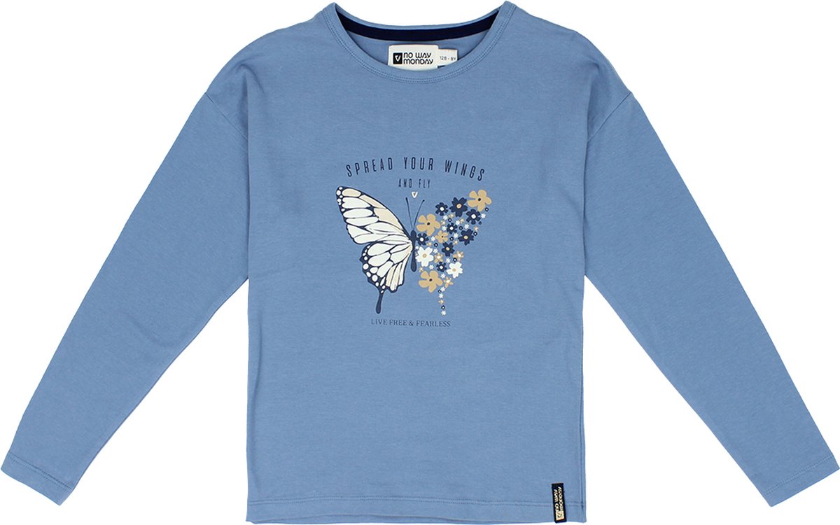 No Way Monday - Meisjes shirt - Blue - Maat 140