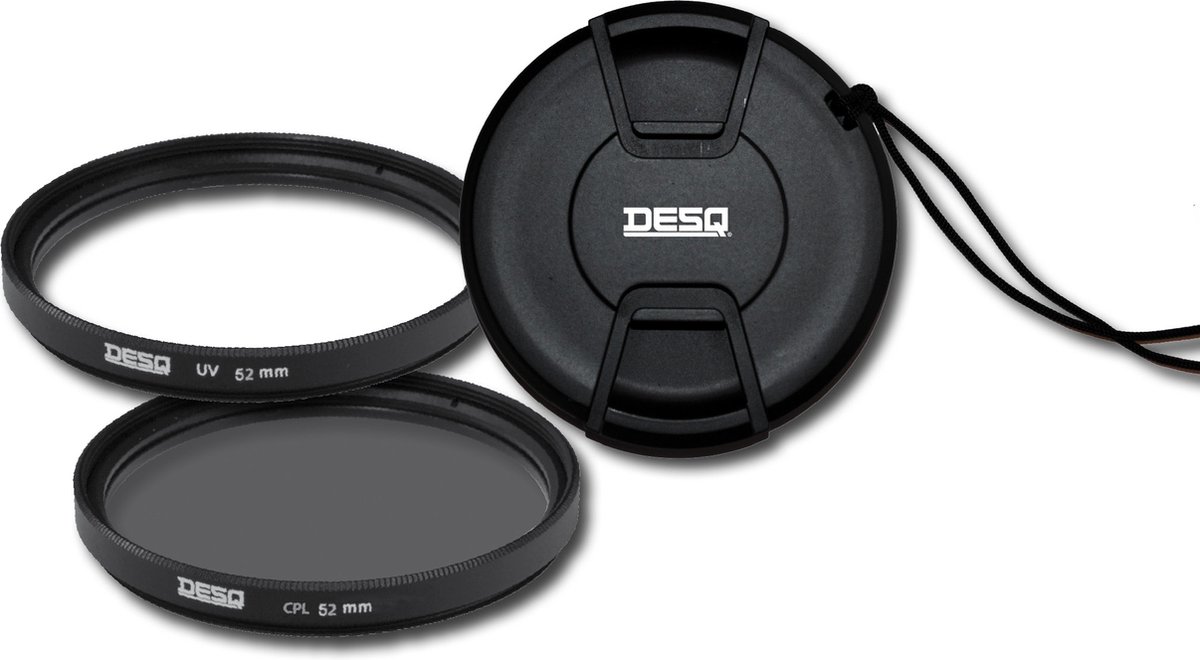 DESQ | Filterset 52mm | UV + Circulair Polarisatie| Lenscap met Koortje