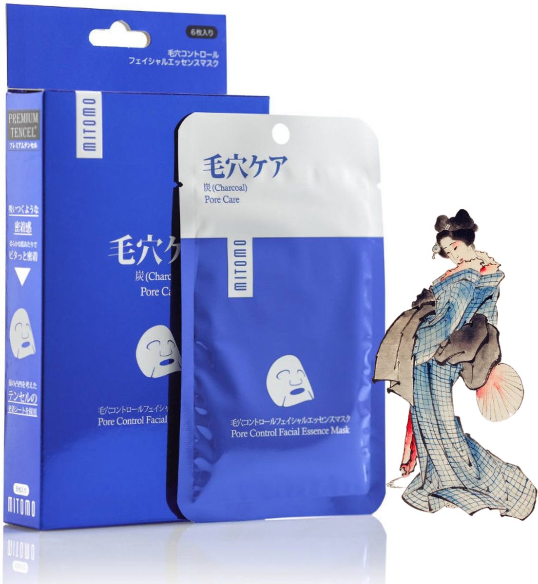 Goedkoopste Mitomo Charcoal Pore Care Essence Gezichtsmasker - 6 x 25g - Vermindert Stress Rimpels en Huidveroudering - Face Mask - Gezichtsverzorging Masker