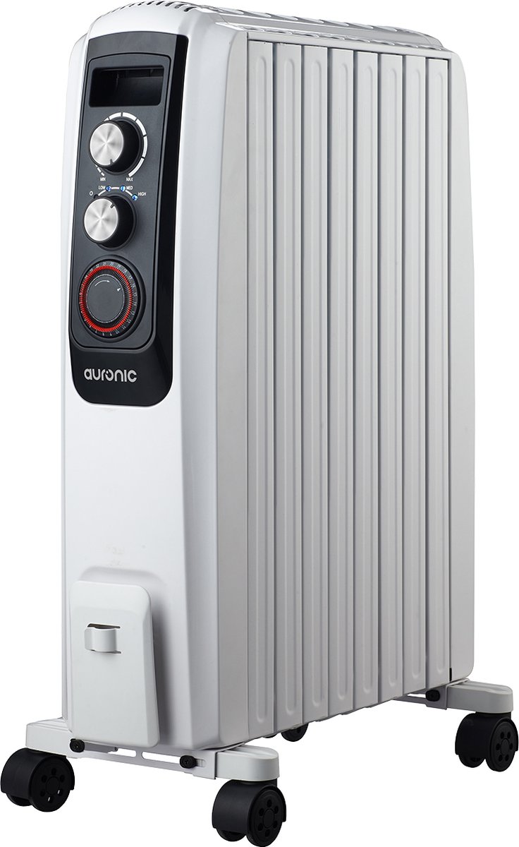 Auronic Olieradiator met Thermostaat - Elektrische kachel - Timer - 3 Standen - tot 2000W Heater - Wit