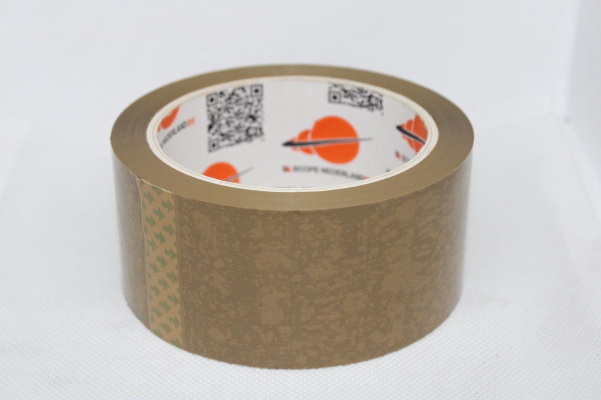 6 Rollen verpakkingstape- Solvent Plakband 50mm x 66m x 40mic Bruin -Sterke lijm voor alle soort dozen, - adhesive tape