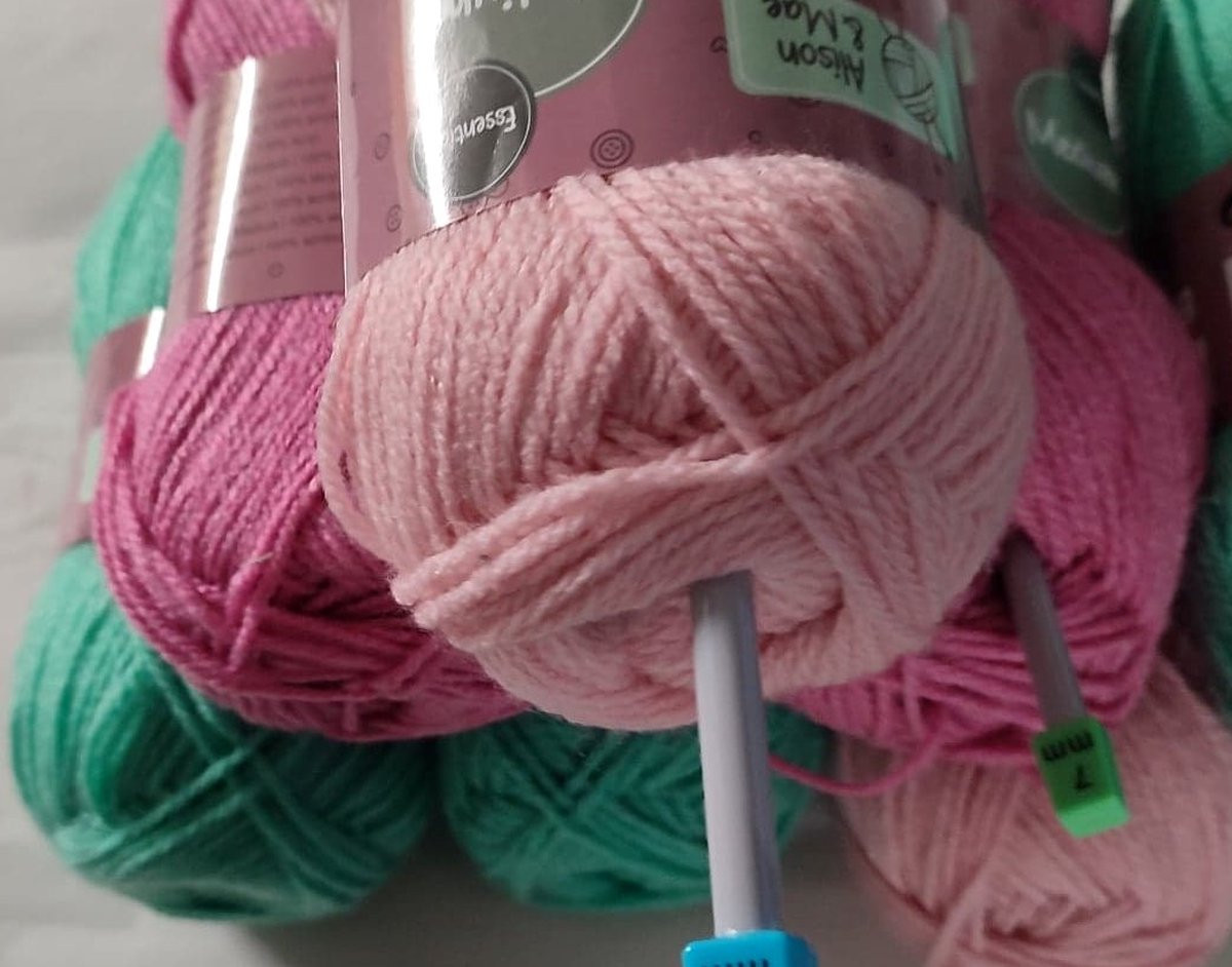Laine à tricoter Alison & Mae, Gris, 2 ampoules, 4 - 5 mm d'épaisseur, 100%