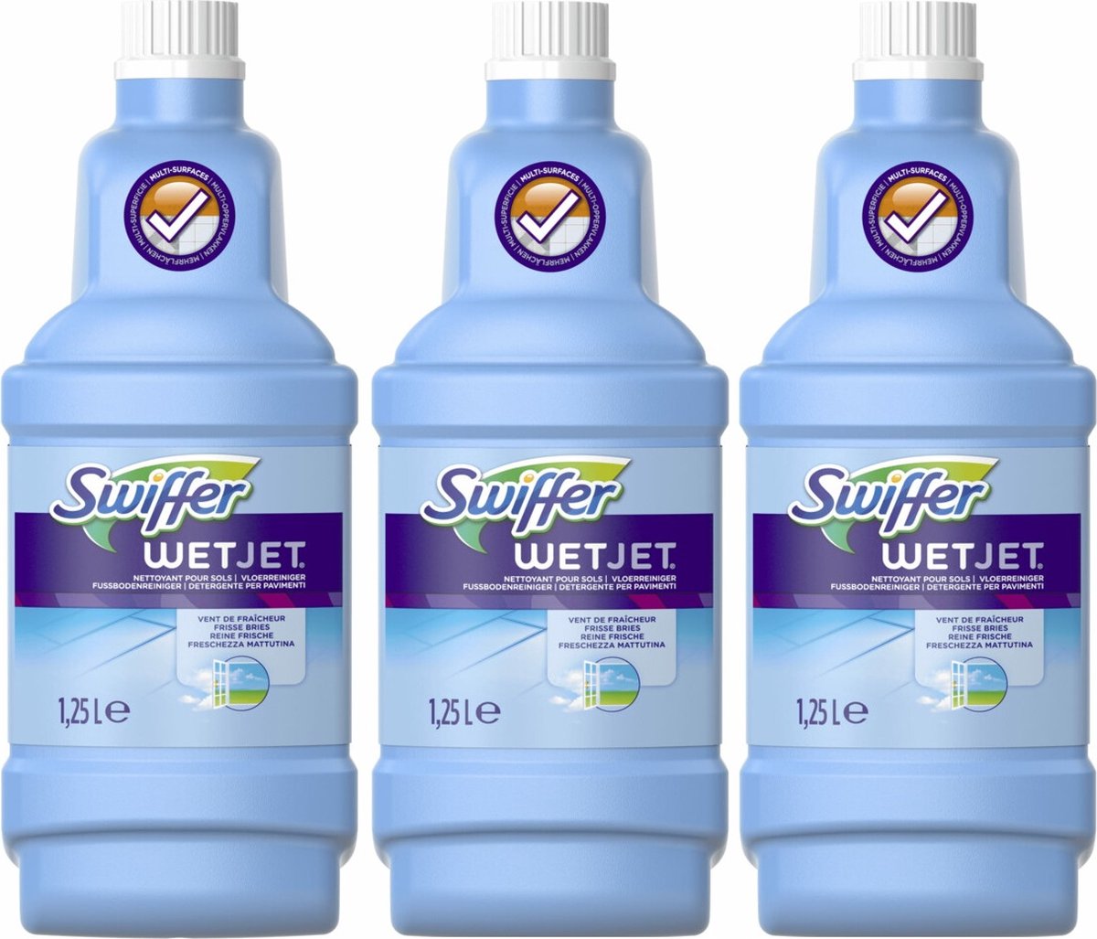 Nettoyant Swiffer WetJet, Recharge, 3 pièces, Emballage avantageux, 3x  1,25 litre