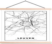 Porte-affiche avec affiche - Affiche scolaire - België - Louvain - Plan de la ville - Carte - Zwart Wit - Plan d'étage - 120x80 cm - lattes vierges