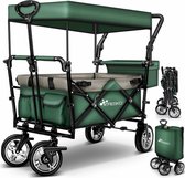 Tresko- Bolderkar, Groen, vouwbaar, met dakje, geschikt tot 80 kg - Bolderwagen - Kinderenvervoer - Bolderkarren - Tuinkar - Kinderwagen
