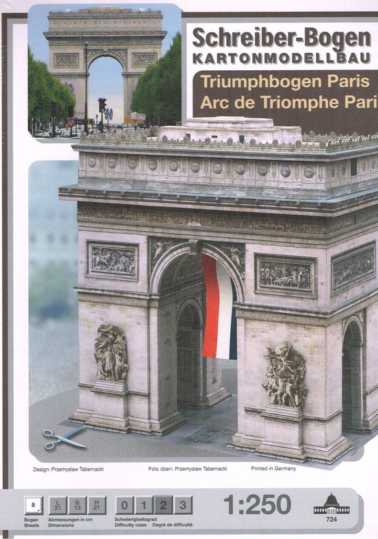 Bouwplaat Arc de Triomphe te Parijs, schaal 1:250