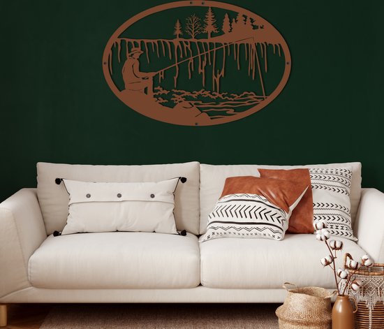 Décoration murale |Pêcheur| Pêcheur | Métal - Art mural | Décoration murale | Salle de séjour | Decor extérieur |Bronze| 100x67cm