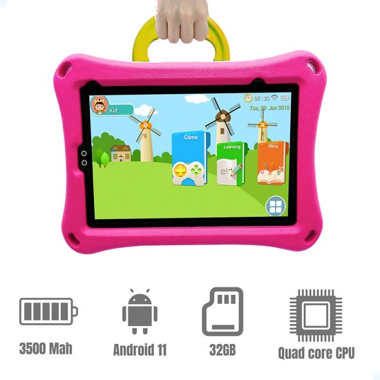 Wintouch – Kindertablet - Tablet voor kinderen – Ouderlijk Toezicht – Android 11.0 - 32 GB - Wintouch