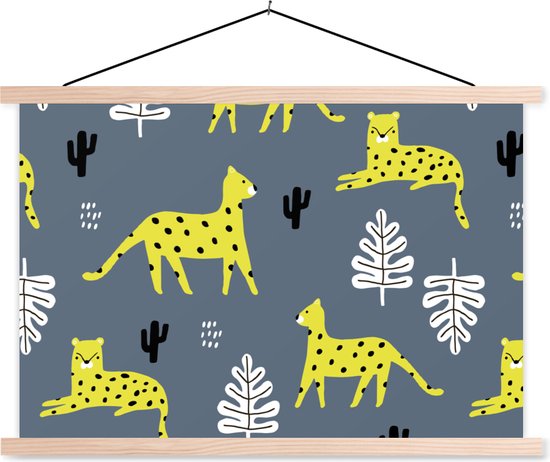 Porte-affiche avec affiche - Affiche scolaire - Léopard - Feuille - Motifs - 120x80 cm - Lattes vierges