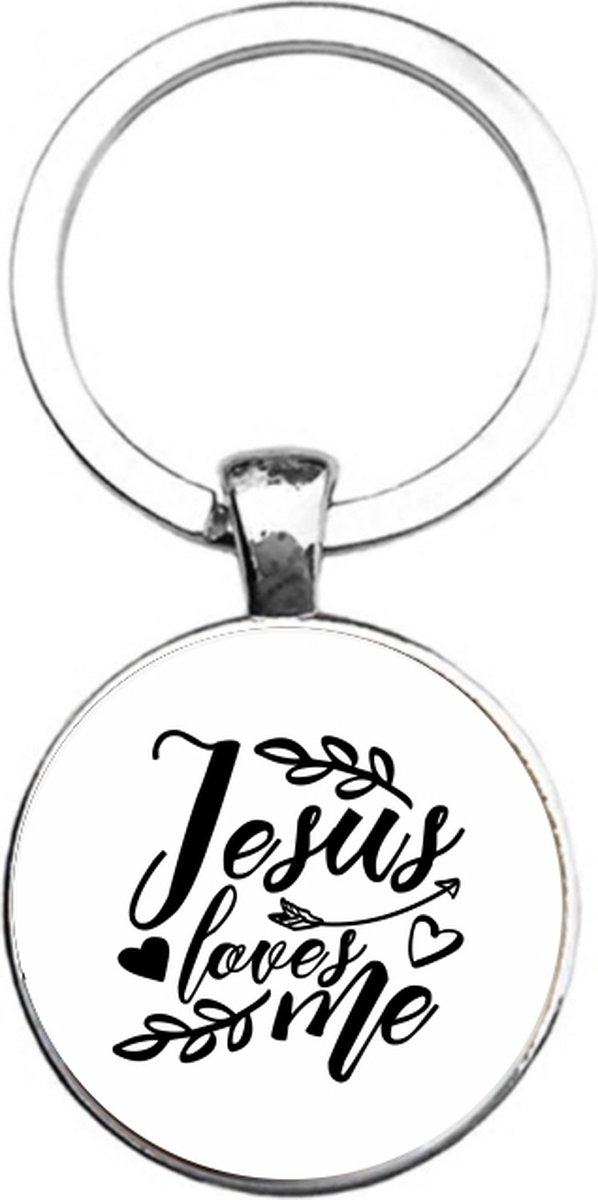 Sleutelhanger Glas - Jesus Loves Me
