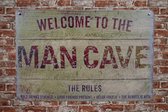 Wandbord - Mancave The rules - Metalen wandbord - Mancave - Mancave decoratie - Retro - Metalen borden - Metal sign - Bar decoratie - Tekst bord - Wandborden - Wand Decoratie - Metalen bord - UV best