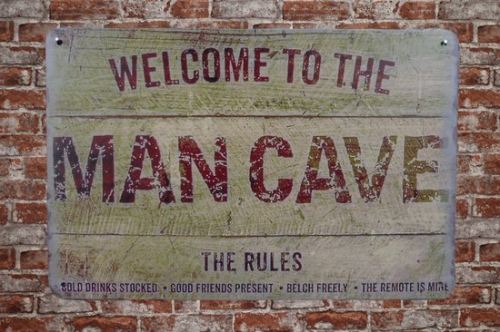 Foto: Wandbord mancave the rules metalen wandbord mancave mancave decoratie retro metalen borden metal sign bar decoratie tekst bord wandborden wand decoratie metalen bord uv best