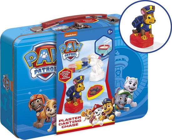 Totum PAW Patrol speelgoed - Gips figuur knutselen- in metalen koffertje - cadeautip