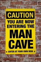 Panneau mural - Caution Entering - Panneau mural en métal - Mancave - Décoration Mancave - Rétro - Panneaux Métal - Décoration de bar - Panneau texte - Panneaux Panneaux muraux - Bar - Décoration murale - Panneau métallique -