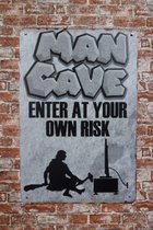 Muurplaat - Mancave caveman - Metalen wandbord - Mancave - Mancave decoratie - Retro - Metalen borden - Muurplaat - Mancave wandborden - Bar decoratie - Tekstbord - Wandborden - Wand Decoratie - Cave & Garden