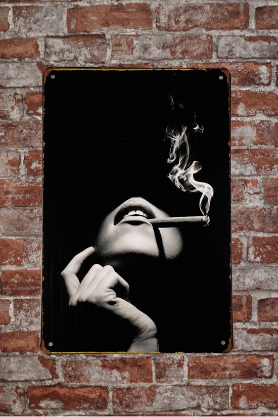 Wandbord Smoke Vrouw Metalen Wandbord Mancave Mancave Decoratie Retro Bol 5376