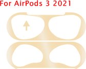 Sticker geschikt voor Airpods 3 2021 - Accessoire voor Airpods 3 - Anti magnetisch stof - Vuil bescherming - Goud Sticker 2 stuks