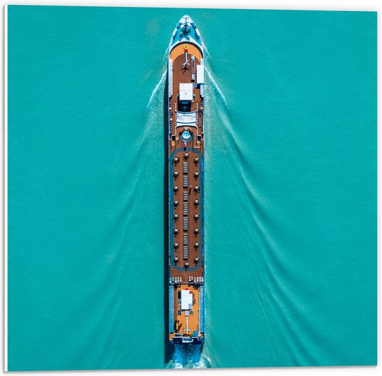 WallClassics - PVC Schuimplaat- Bovenaanzicht van Groot Vrachtschip - 50x50 cm Foto op PVC Schuimplaat