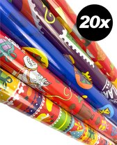 20x Sinterklaas Cadeaupapier - Rol 70x300 cm - inpakpapier Sint thema geschenkpapier